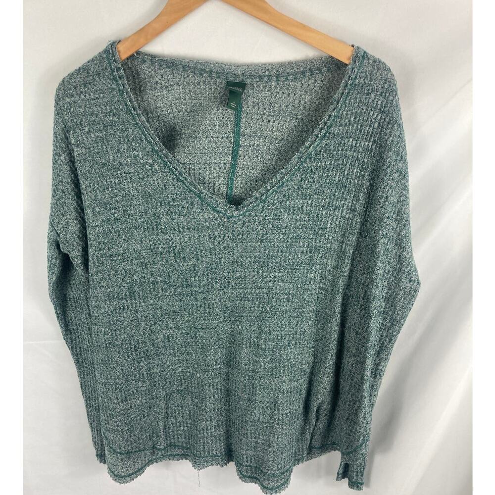 Wild Fable Green Waffle Knit V Neck Knit Top Size Small